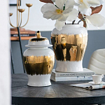 Ваза белая с крышкой и золотистыми фрагментами Chinoiserie Ceramics варинант исполнения - 1 | Loft Concept в Ростове-на-Дону