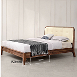 Кровать двуспальная с каркасом из дерева и мягким изголовьем Moon Walnut Bed варинант исполнения - 6 | Loft Concept в Ростове-на-Дону