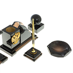 Настольный письменный набор с часами из природного камня обсидиана National Еmblem варинант исполнения - 5 | Loft Concept в Ростове-на-Дону