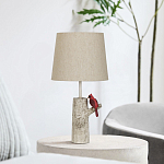 Настольная лампа с тканевым абажуром и основанием в виде птицы на дереве Simurq варинант исполнения - 3 | Loft Concept в Ростове-на-Дону