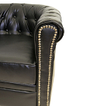 Кресло кожаное с мягкими подлокотниками на 4-х деревянных ножках Logan Leather Armchair black 2 варинант исполнения - 2 | Loft Concept в Ростове-на-Дону