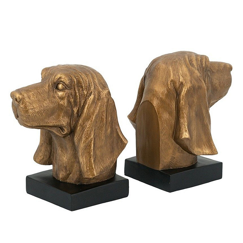 Держатель для книг с бронзовыми фигурками головы собаки Dog Elegance Бронза Черный Держатель для книг с бронзовыми фигурками головы собаки Dog Elegance Бронза Черный в Ростове-на-Дону | Loft Concept