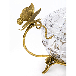 Конфетница из прозрачного рельефного стекла с ручками в виде стрекоз и фигуркой лебедя Eden Garden варинант исполнения - 2 | Loft Concept в Ростове-на-Дону