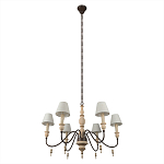 Люстра на металлическом основании с 6-ю белыми тканевыми абажурами Terrain варинант исполнения - 4 | Loft Concept в Ростове-на-Дону