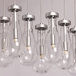 Люстра с 9-ю прозрачными плафонами из стекла в форме капли на прямоугольном потолочном основании цвета хром Lucid Rain  варинант исполнения - 4 | Loft Concept в Ростове-на-Дону