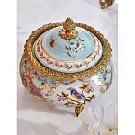 Шкатулка с крышкой из голубого фарфора с риунком птиц и цветов Blue Garden варинант исполнения - 2 | Loft Concept в Ростове-на-Дону