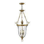 Подвесной светильник латунный с рифленым прозрачным плафоном и тремя свечеподобными лампами в классическом стиле Hinkley варинант исполнения - 2 | Loft Concept в Ростове-на-Дону