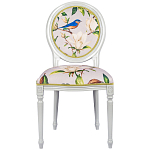 Стул светло-серый из натурального бука с изображением птиц и цветов Blooming Blue Birds варинант исполнения - 1 | Loft Concept в Ростове-на-Дону