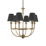 Люстра на металлическом основании бронзового цвета с 6-ю черными конусовидными абажурами Dignity варинант исполнения - 2 | Loft Concept в Ростове-на-Дону