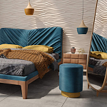 Пуф синий велюр на золотом металлическом основании Golden Belt варинант исполнения - 4 | Loft Concept в Ростове-на-Дону