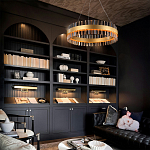 Люстра кольцевая чёрного цвета с вертикальными стеклянными элементами Ring Horizontal варинант исполнения - 2 | Loft Concept в Ростове-на-Дону