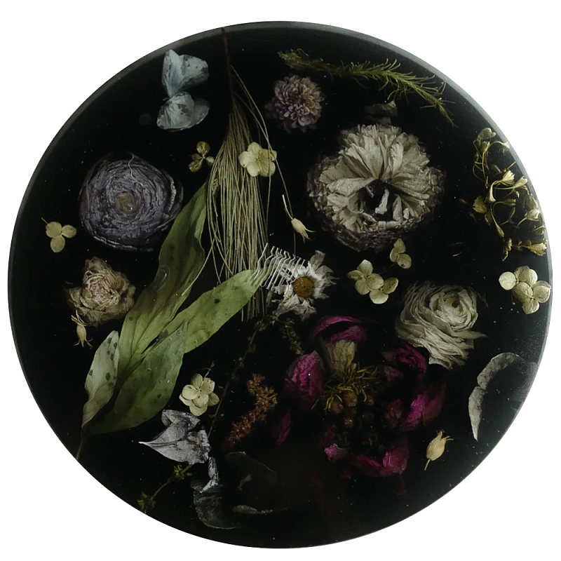        Epoxy Resin Flowers Tray Black    -- | Loft Concept 