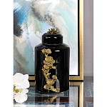 Банка с крышкой из фарфора с бронзовым цветочным элементом Eden Garden варинант исполнения - 4 | Loft Concept в Ростове-на-Дону