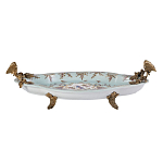 Блюдо овальное из голубого фарфора с ручками в виде бабочек и цветочным рисунком Blue Garden варинант исполнения - 1 | Loft Concept в Ростове-на-Дону