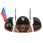 Настольный письменный набор с часами из природного камня обсидиана Oval Office варинант исполнения - 1 | Loft Concept в Ростове-на-Дону