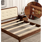 Кровать двуспальная с каркасом из дерева и мягким изголовьем Moon Walnut Bed варинант исполнения - 5 | Loft Concept в Ростове-на-Дону