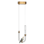 Подвесной светильник с декоративной фигуркой птицы на прозрачной изогнутой трубке Ganthea варинант исполнения - 2 | Loft Concept в Ростове-на-Дону