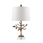 Настольная лампа с кремовым льняным цилиндрическим абажуром и ножкой в форме золотистой ветки Gilded Nola варинант исполнения - 7 | Loft Concept в Ростове-на-Дону