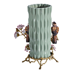 Ваза с птицами и цветами из фарфора с бронзовыми элементами Garden of Eden варинант исполнения - 2 | Loft Concept в Ростове-на-Дону