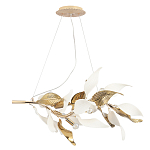 Люстра подвесная с декоративными белыми и золотыми листьями на текстурном основании Wintery flovers варинант исполнения - 1 | Loft Concept в Ростове-на-Дону