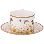 Чайная пара из фарфора с изображением собаки и уток 300 мл Hunting Porcelain Collection варинант исполнения - 2 | Loft Concept в Ростове-на-Дону
