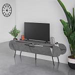 ТВ-тумба серая с 2-мя откидными дверцами и 2-мя открытыми полками CAPSULE TV STAND RETRO GREY варинант исполнения - 2 | Loft Concept в Ростове-на-Дону