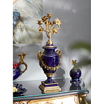 Подсвечник из темно-синего фарфора с бронзовыми элементами и цветами Eden Garden варинант исполнения - 2 | Loft Concept в Ростове-на-Дону
