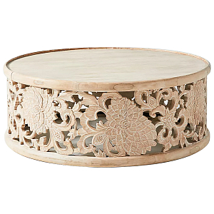 Круглый кофейный стол Handcarved Lotus Round Coffee Table