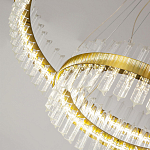 Люстра подвесная двухъярусная с золотистымыми кольцами и прозрачными стеклянными элементами Ring Horizontal варинант исполнения - 3 | Loft Concept в Ростове-на-Дону