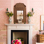 Обои ручная роспись Jharokha Arches Original colourway on pink painted Xuan paper варинант исполнения - 4 | Loft Concept в Ростове-на-Дону