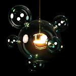 Подвесной светильник с прозрачными бирюзовыми стеклянными шарами и золотыми деталями Диаметр 46 Giopato & Coombes варинант исполнения - 4 | Loft Concept в Ростове-на-Дону