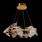 Люстра круглая на золотом каркасе с птичками и цветочным декором Miscellaneous herbs варинант исполнения - 5 | Loft Concept в Ростове-на-Дону