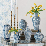 Ваза с крышкой и голубым цветочным рисунком на белом фоне Blue & White Ornament варинант исполнения - 7 | Loft Concept в Ростове-на-Дону