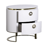 Тумбочка белая овальная с мраморной столешницей Thoroughbass варинант исполнения - 2 | Loft Concept в Ростове-на-Дону