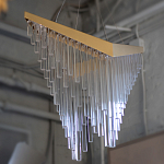 Люстра золотого цвета в форме галочки с каскадом длинных прозрачных трубок Eurofase варинант исполнения - 14 | Loft Concept в Ростове-на-Дону