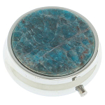 Таблетница карманная круглая с 3-мя отделениями и накладкой из натурального камня Апатит Голубой Silver Stone Pillboxes варинант исполнения - 1 | Loft Concept в Ростове-на-Дону