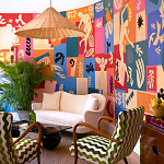 Обои ручная роспись в стиле Арт-деко Jazz Original colourway on painted silk with embroidery варинант исполнения - 1 | Loft Concept в Ростове-на-Дону