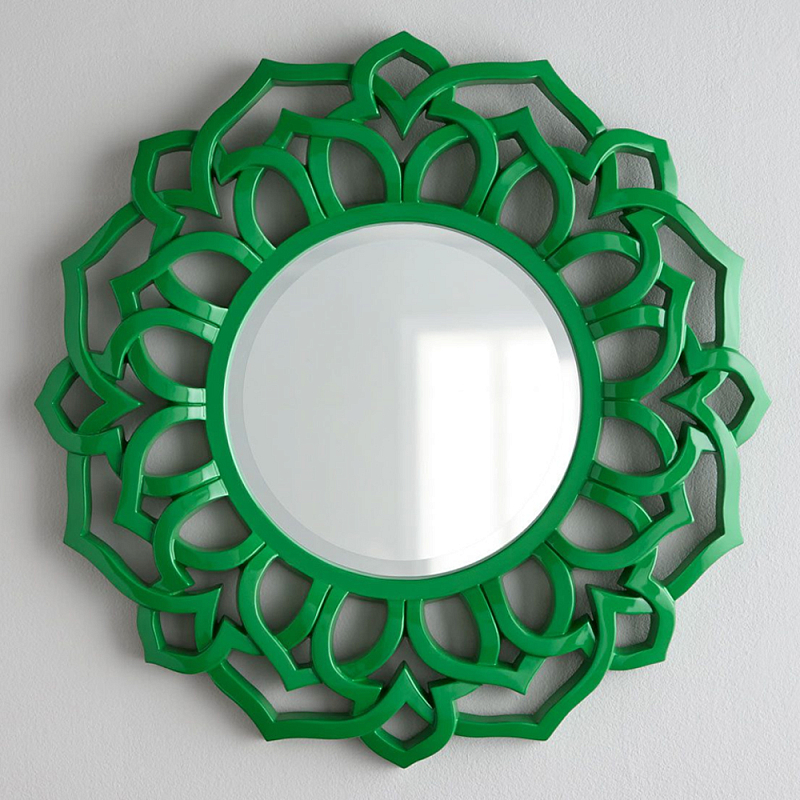 Зеркало круглое в ажурной зеленой раме Green Floral Pattern Зеленый Зеркало круглое в ажурной зеленой раме Green Floral Pattern Зеленый в Ростове-на-Дону | Loft Concept
