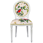 Стул светло-серый из натурального бука с изображением птиц и цветов Blooming Birds Red  варинант исполнения - 1 | Loft Concept в Ростове-на-Дону