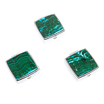 Таблетница карманная квадратная с 2-мя отделениями с зеркалом и накладкой из натуральных камней Малахит Хризоколла Silver Stone Pillboxes варинант исполнения - 4 | Loft Concept в Ростове-на-Дону