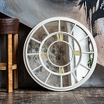 Зеркало настенное в белой металлической раме в виде часов Mirror Tower Clock варинант исполнения - 4 | Loft Concept в Ростове-на-Дону