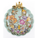 Блюдо из голубого фарфора с бронзовой птичкой Blue Garden варинант исполнения - 2 | Loft Concept в Ростове-на-Дону