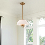 Подвесной светильник золотого цвета с полусферическим опаловым плафоном и декоративным элементом Elstead Lighting варинант исполнения - 7 | Loft Concept в Ростове-на-Дону