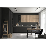 Черный матовый кухонный гарнитур с фасадом под дерево Renart Kitchen Set варинант исполнения - 3 | Loft Concept в Ростове-на-Дону