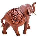 Статуэтка из дерева суар в виде слона в традиционном облачении Elephant in blanket варинант исполнения - 2 | Loft Concept в Ростове-на-Дону