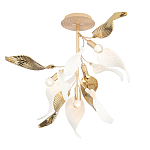 Люстра потолочная с белыми матовыми и золотыми глянцевыми листьями Wintery flovers варинант исполнения - 2 | Loft Concept в Ростове-на-Дону