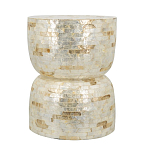 Приставной столик с мозаичным рисунком из раковин устриц Bone Inlay варинант исполнения - 2 | Loft Concept в Ростове-на-Дону