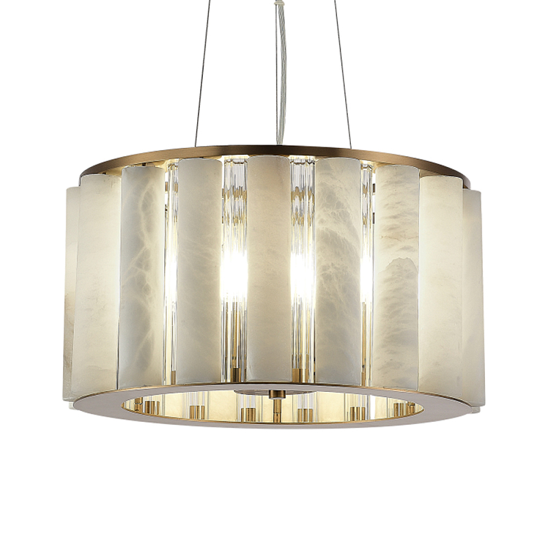 Люстра с абажуром из стекла и премиального алебастра Ravishment Прозрачный Белый Бронза в Ростове-на-Дону | Loft Concept 