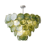 Люстра из зеленых стеклянных дисков с перламутровым эффектом Green Glowing Glaze варинант исполнения - 1 | Loft Concept в Ростове-на-Дону