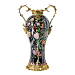 Ваза из фарфора черная с цветочной росписью и бронзовыми элементами Spring Garden варинант исполнения - 1 | Loft Concept в Ростове-на-Дону